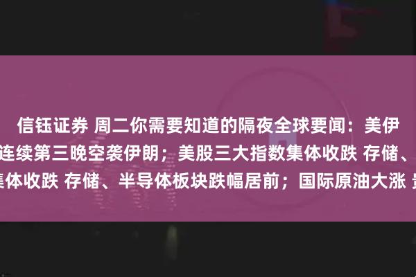 信钰证券 周二你需要知道的隔夜全球要闻：美伊冲突进一步升级 美军连续第三晚空袭伊朗；美股三大指数集体收跌 存储、半导体板块跌幅居前；国际原油大涨 贵金属大跌